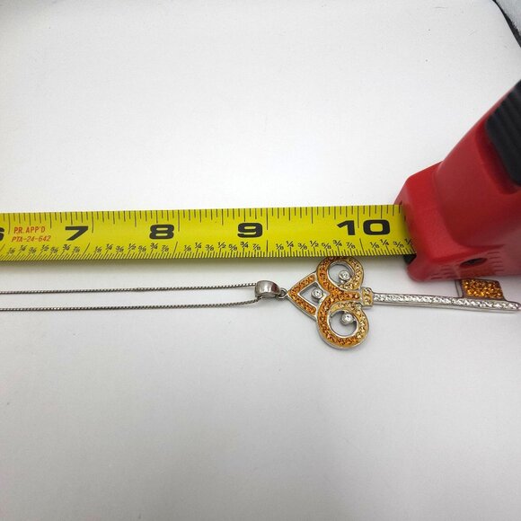 Sterling Silver 925 Key Pendant Necklace Swarovski Crystals 18" - Picture 14 of 16